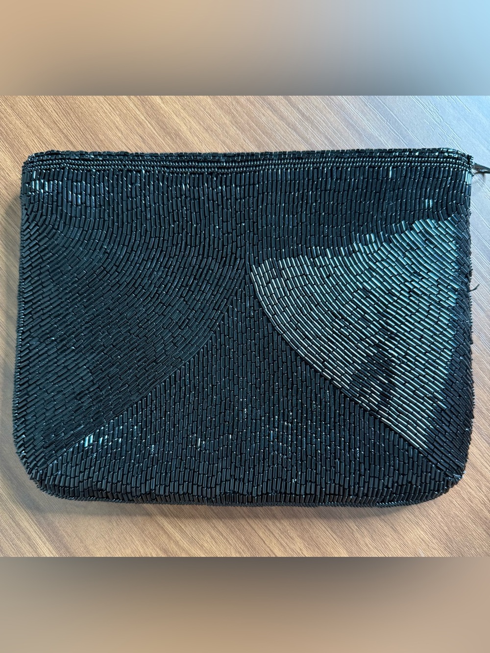 Delill Vintage Black Beaded Clutch Bugle Bead Cocktail Purse